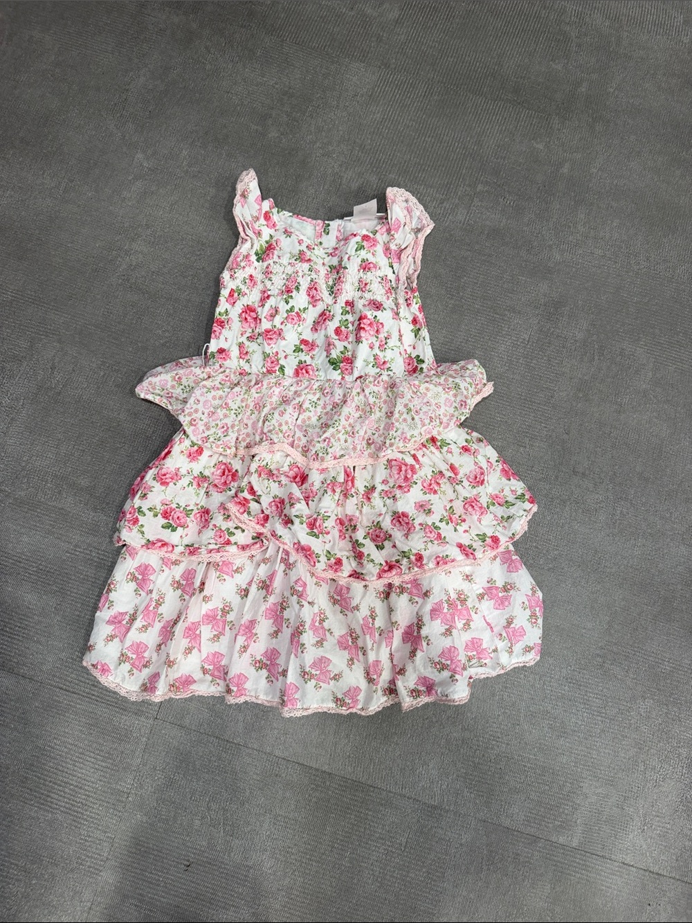 American Girl Doll and LoveShackFancy Girls Pink Floral Tiered Dress 4T - Picture 3 of 11